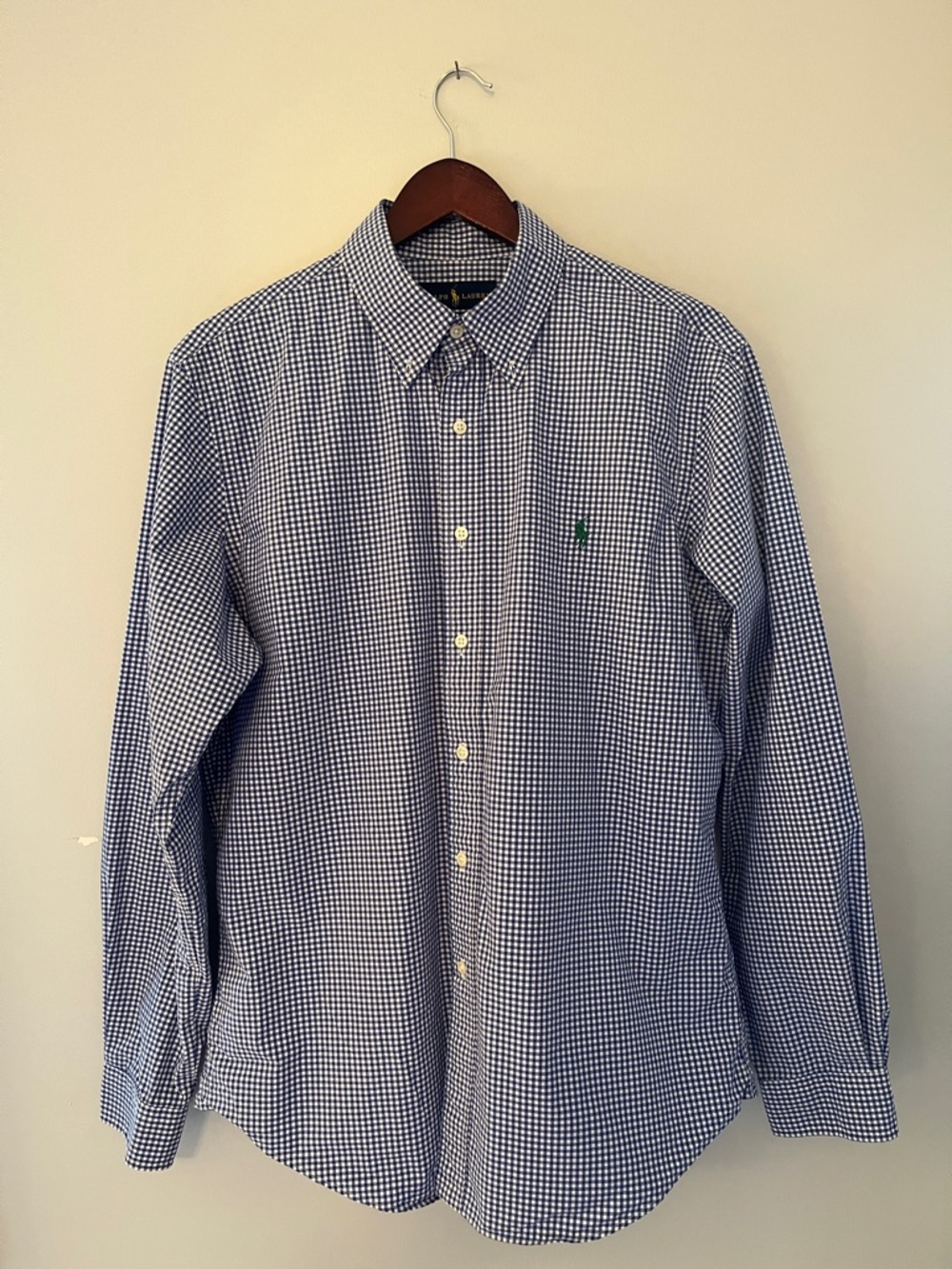 Ralph Lauren Navy and White Gingham Button-Down Shirt